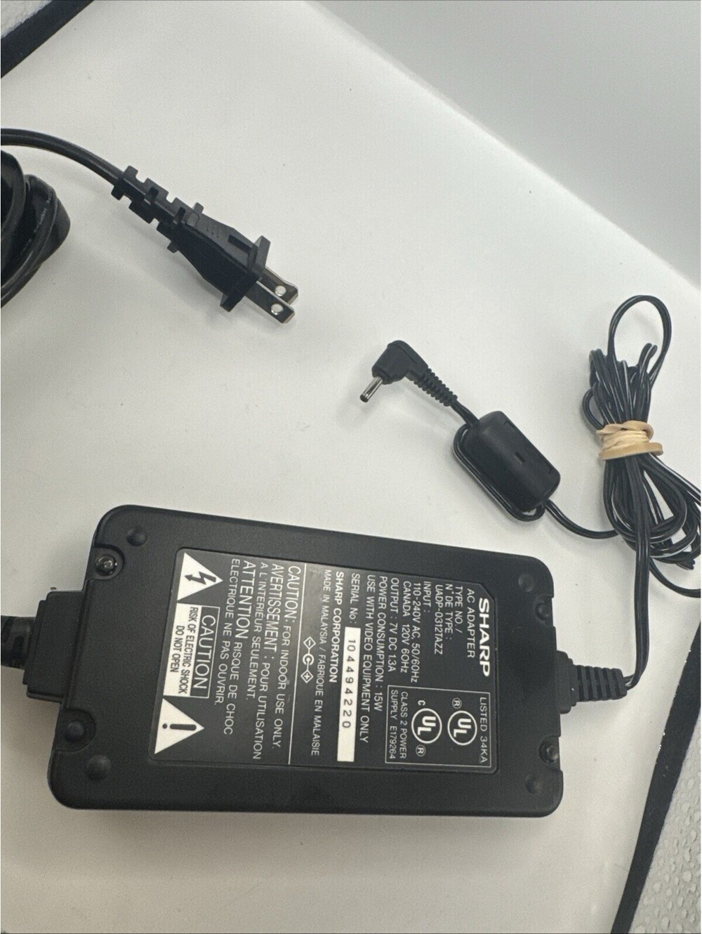 SHARP Power Supply Adapter UADP-0312TAZZ for Video Camera Camcorder Hi8 Viewcam